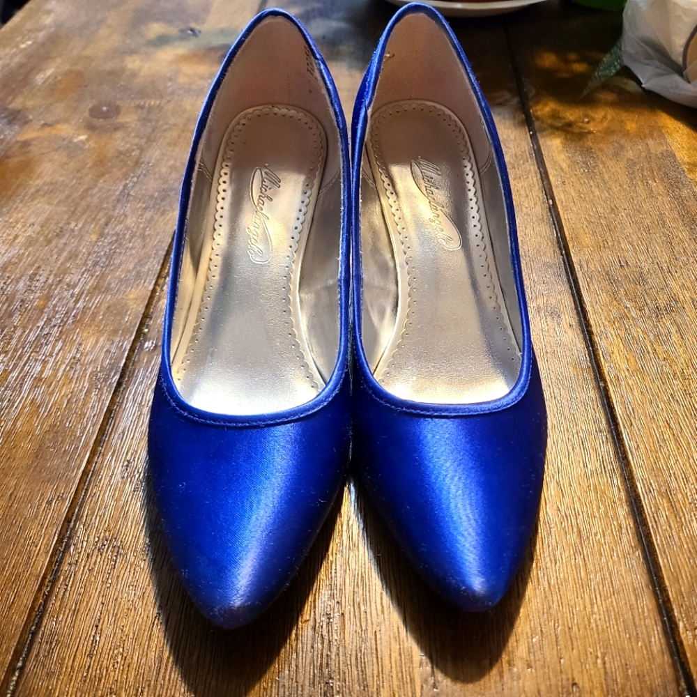 Michaelangelo Pauline  Blue Sation Heel Shoes Size 9M Leather Sole
